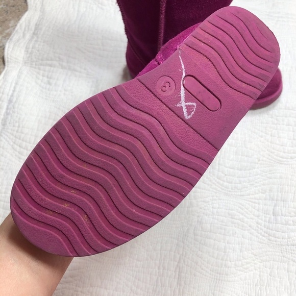 🔥SALE🔥 Fuchsia suede pull on faux fur lining boots kids Sz 3 - Picture 8 of 11